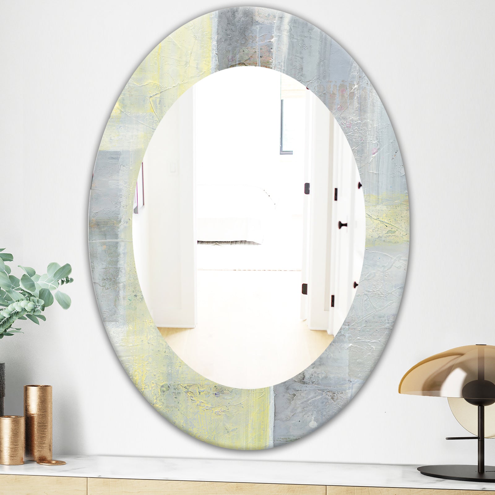 Patchwork Abstract II - Modern Mirror - Oval or Round Wall Mirror