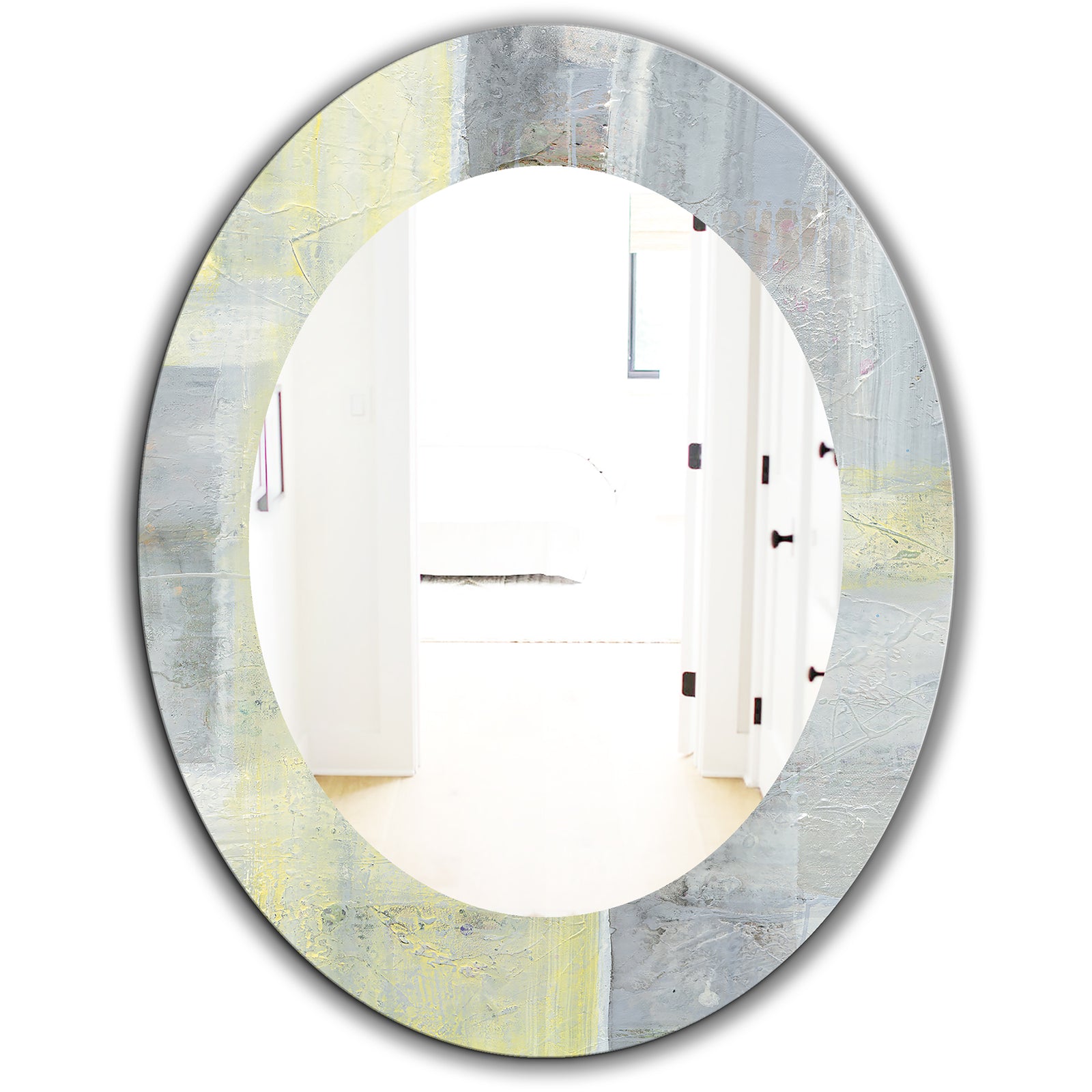 Patchwork Abstract II - Modern Mirror - Oval or Round Wall Mirror