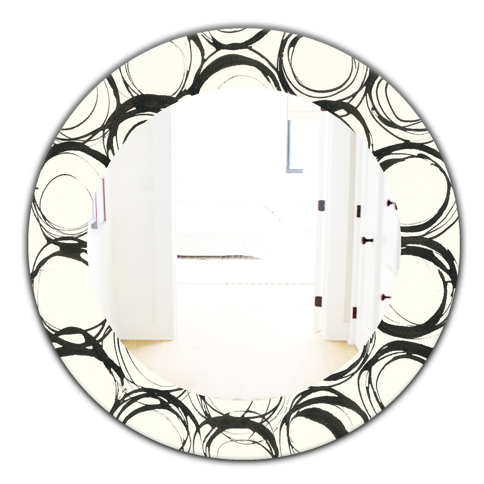 Minimalist Black and White II - Mid-Century Mirror - Oval or Round Wall Mirror