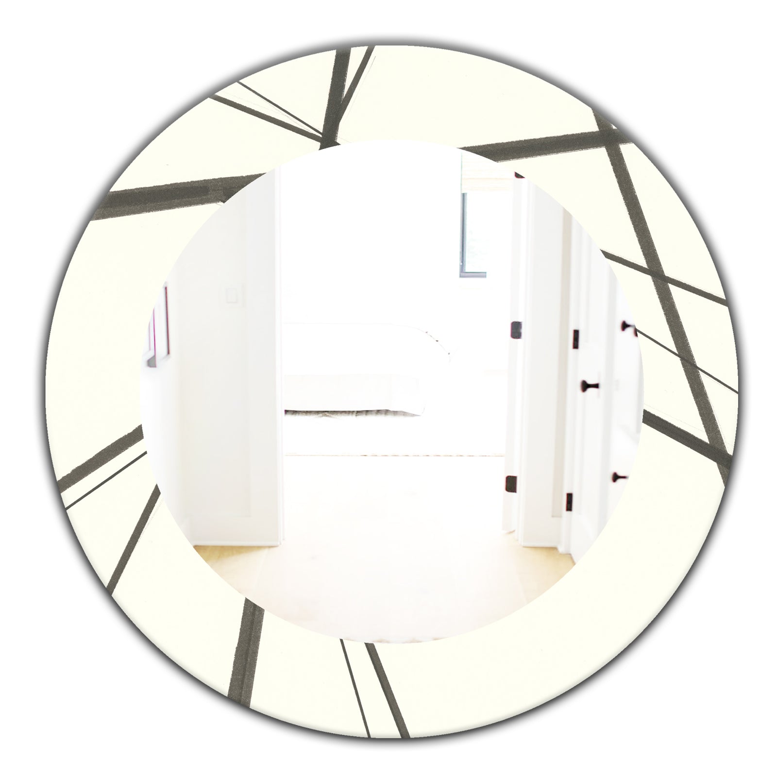 Minimalist Black and White III - Mid-Century Mirror - Oval or Round Wall Mirror