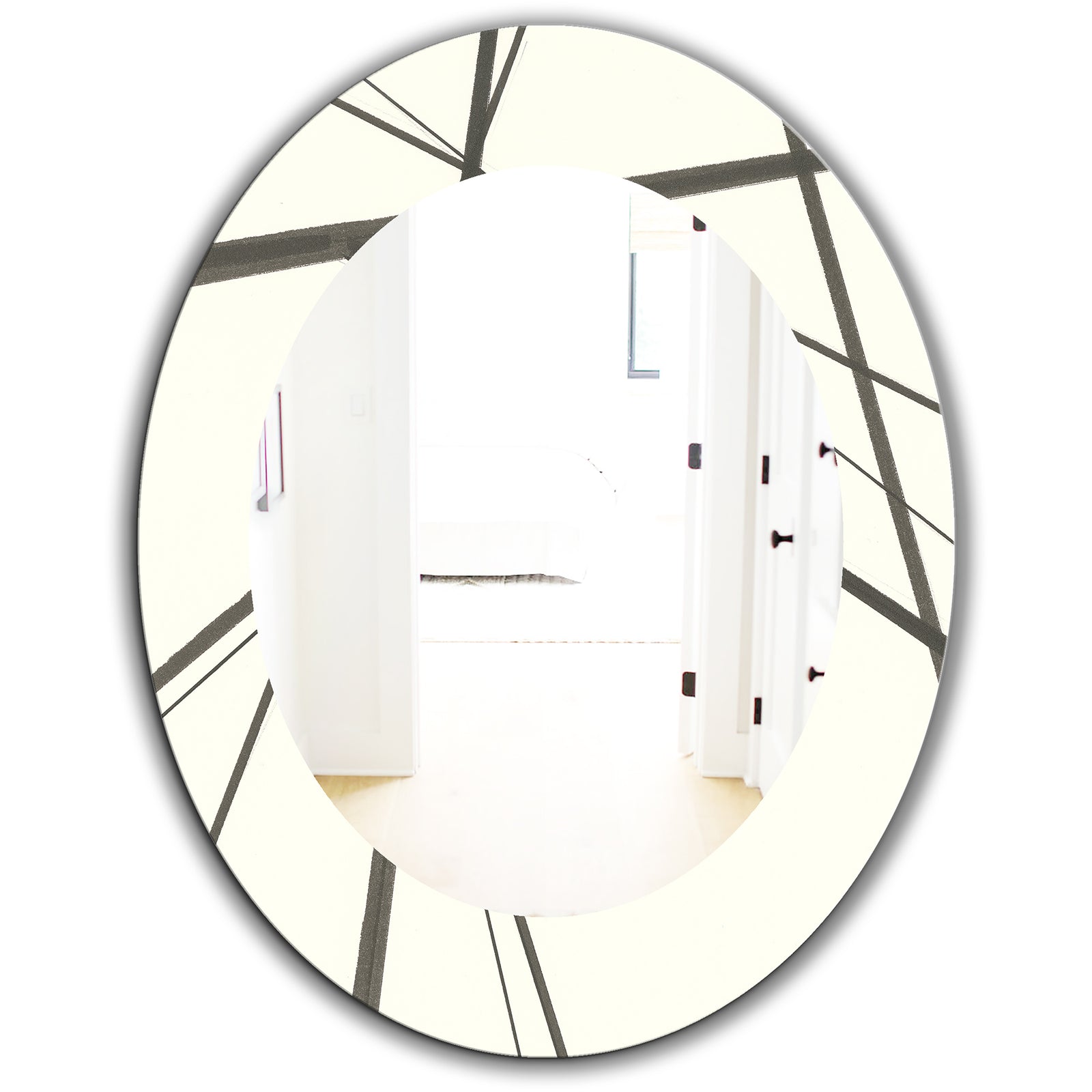 Minimalist Black and White III - Mid-Century Mirror - Oval or Round Wall Mirror