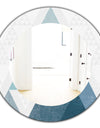 Minimal Triangles III Blue - Mid-Century Mirror - Oval or Round Wall Mirror