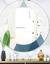 Minimal Triangles III Blue - Mid-Century Mirror - Oval or Round Wall Mirror