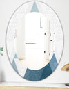 Minimal Triangles III Blue - Mid-Century Mirror - Oval or Round Wall Mirror