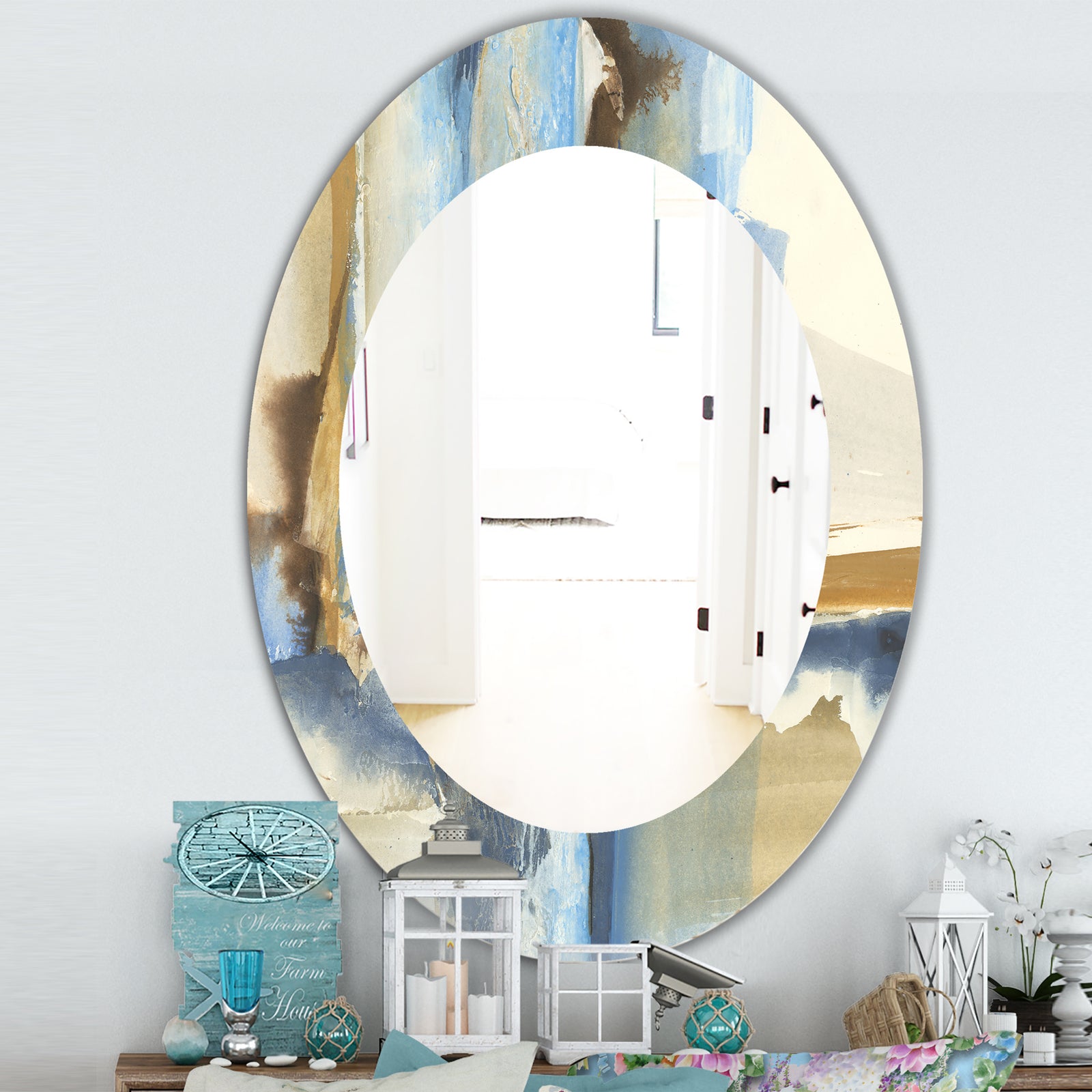 River Run II - Traditional Mirror - Frameless Oval or Round Wall Mirror