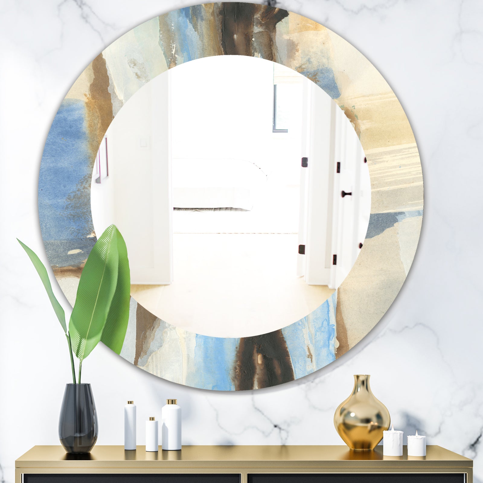 River Run I - Modern Mirror - Frameless Oval or Round Wall Mirror