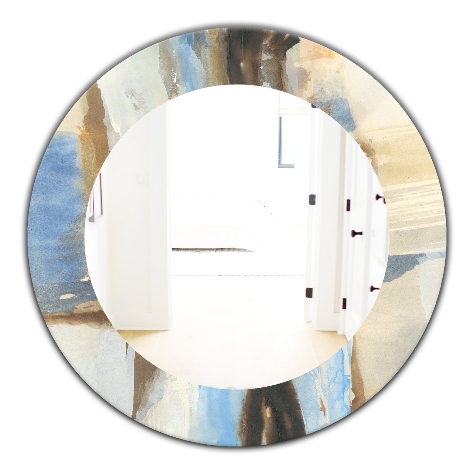 River Run I - Modern Mirror - Frameless Oval or Round Wall Mirror