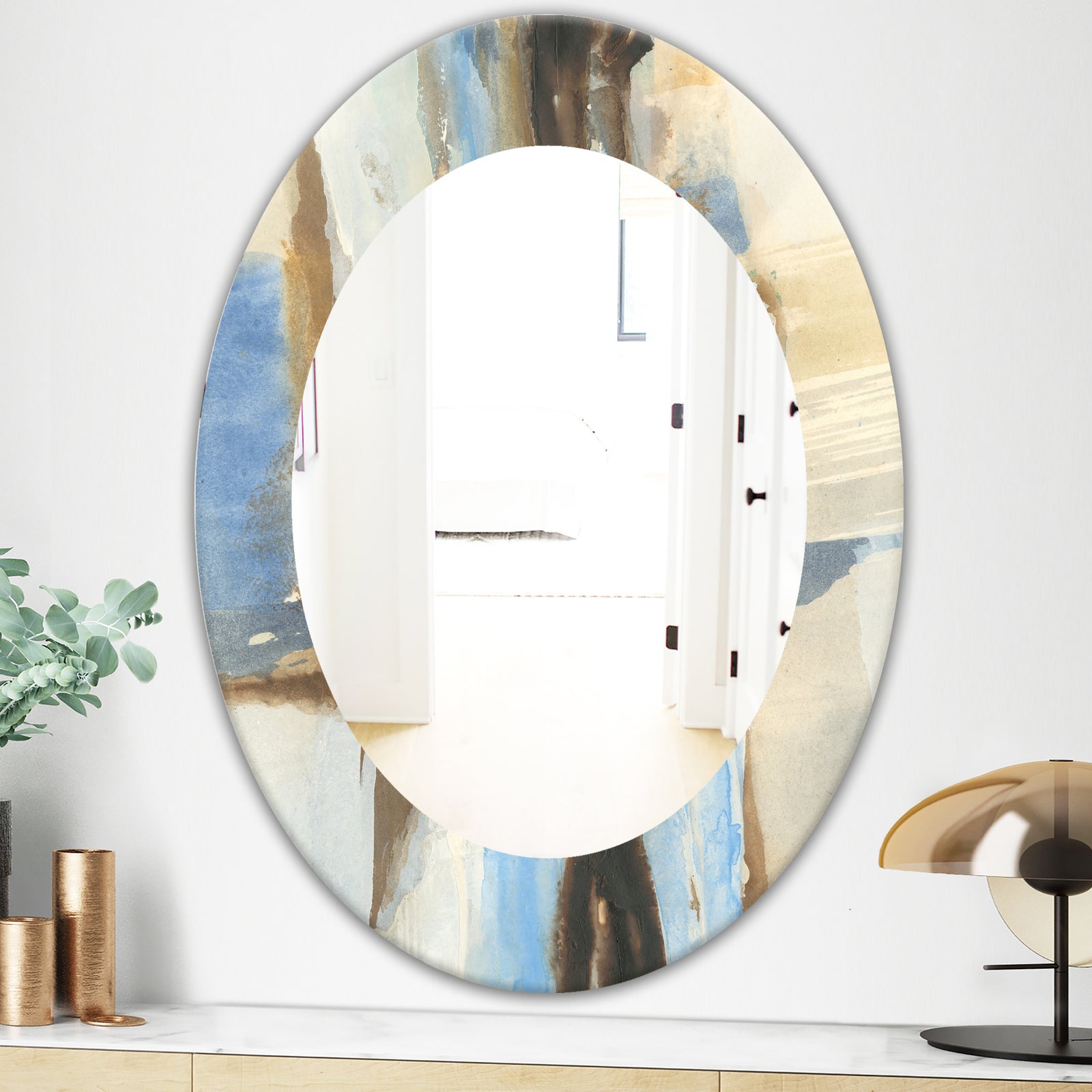 River Run I - Modern Mirror - Frameless Oval or Round Wall Mirror
