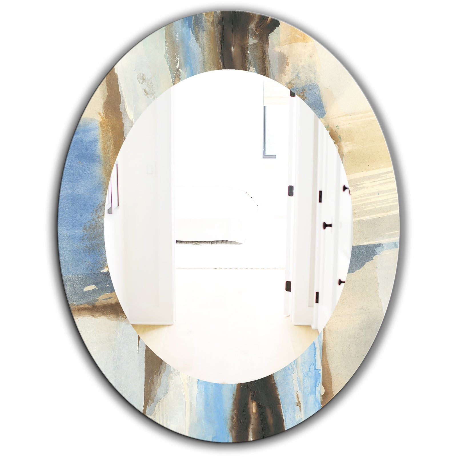 River Run I - Modern Mirror - Frameless Oval or Round Wall Mirror