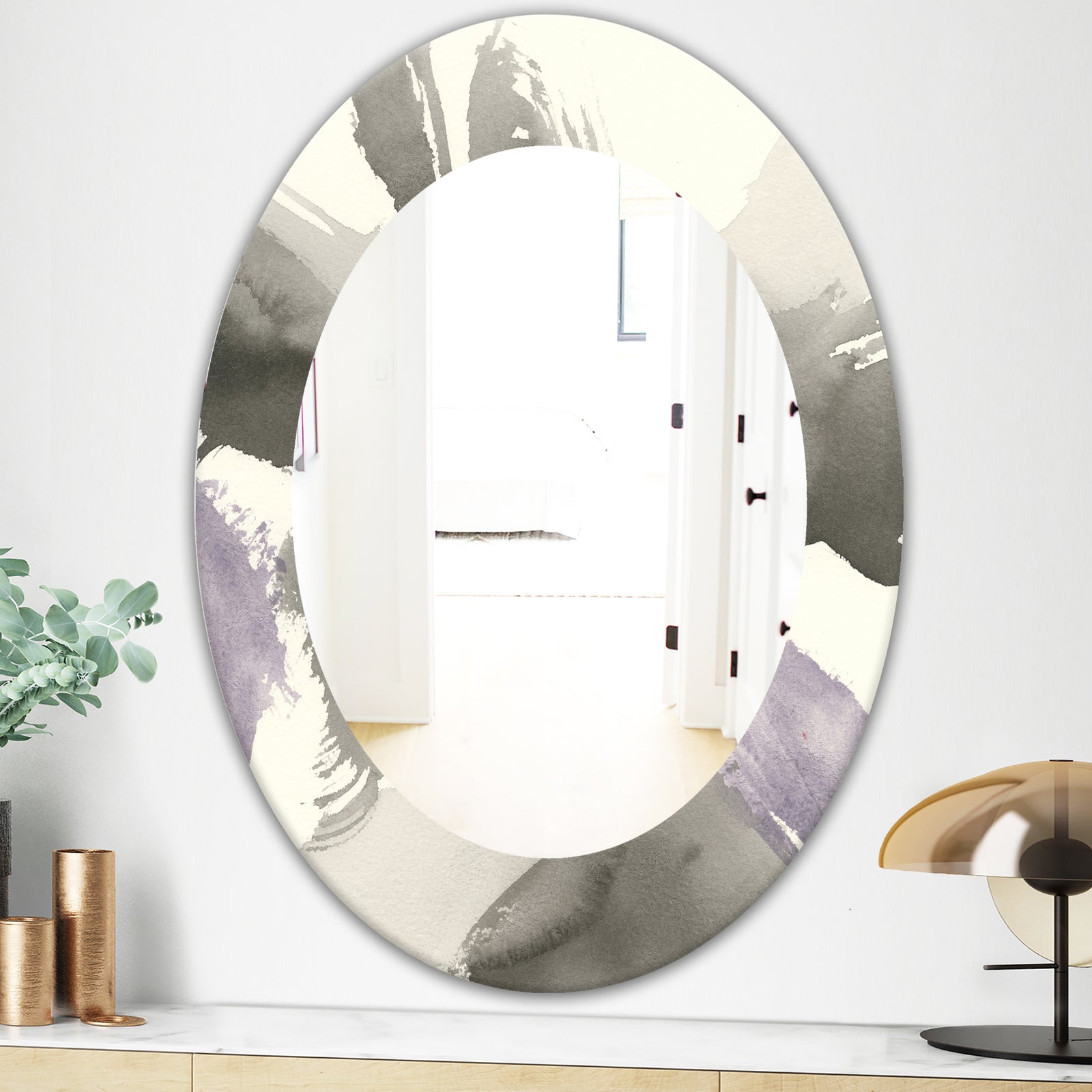 Minimal Geometric Gesture IV - Modern Mirror - Oval or Round Wall Mirror