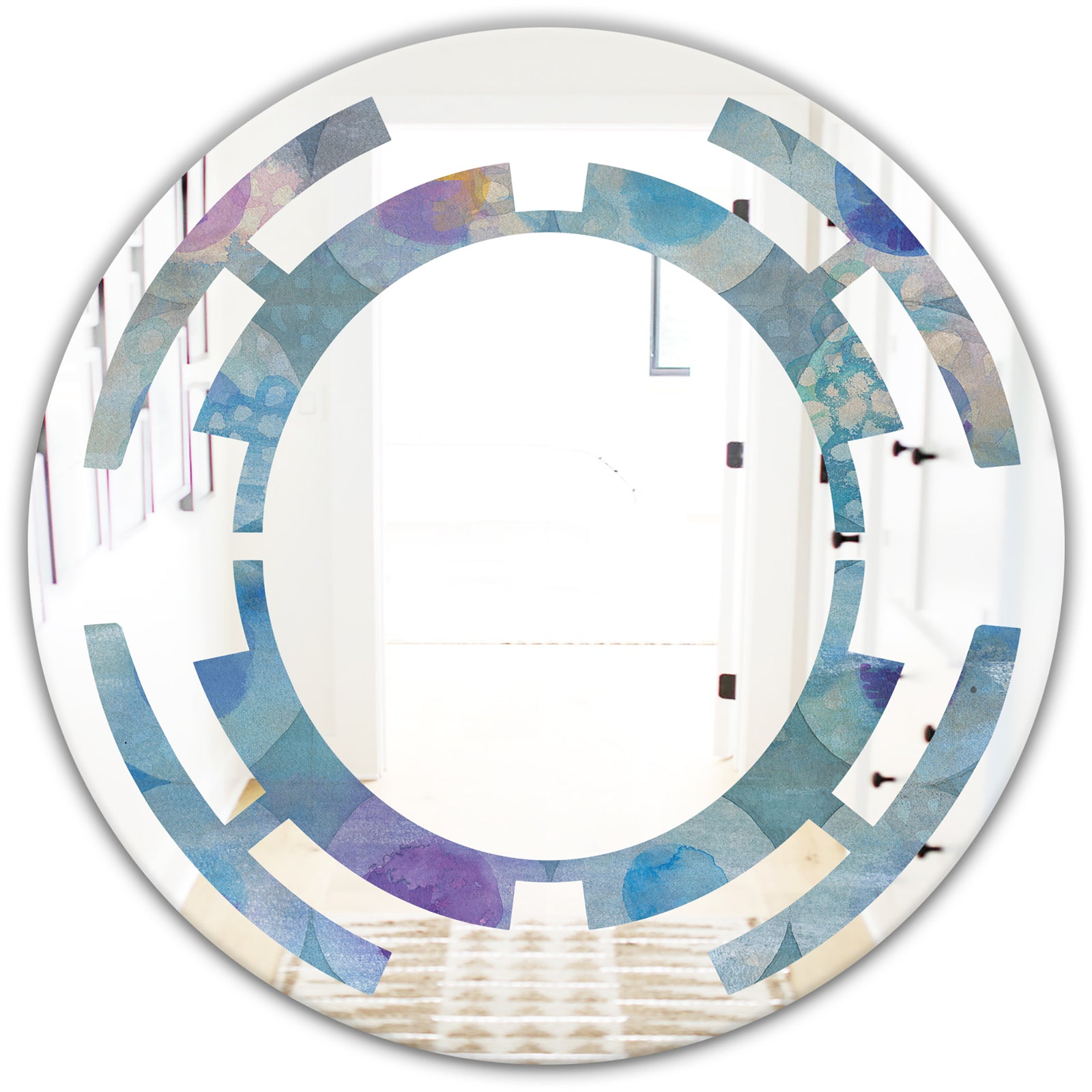 Watercolor Geometrical Circles II - Modern Round or Oval Wall Mirror - Space