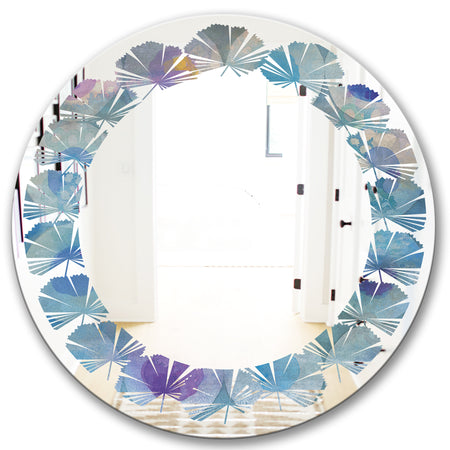 Watercolor Geometrical Circles II - Modern Round or Oval Wall Mirror - Leaves
