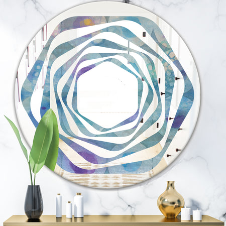 Watercolor Geometrical Circles II - Modern Round or Oval Wall Mirror - Whirl
