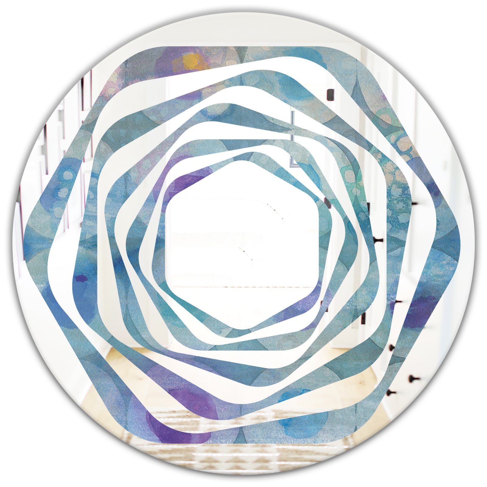 Watercolor Geometrical Circles II - Modern Round or Oval Wall Mirror - Whirl