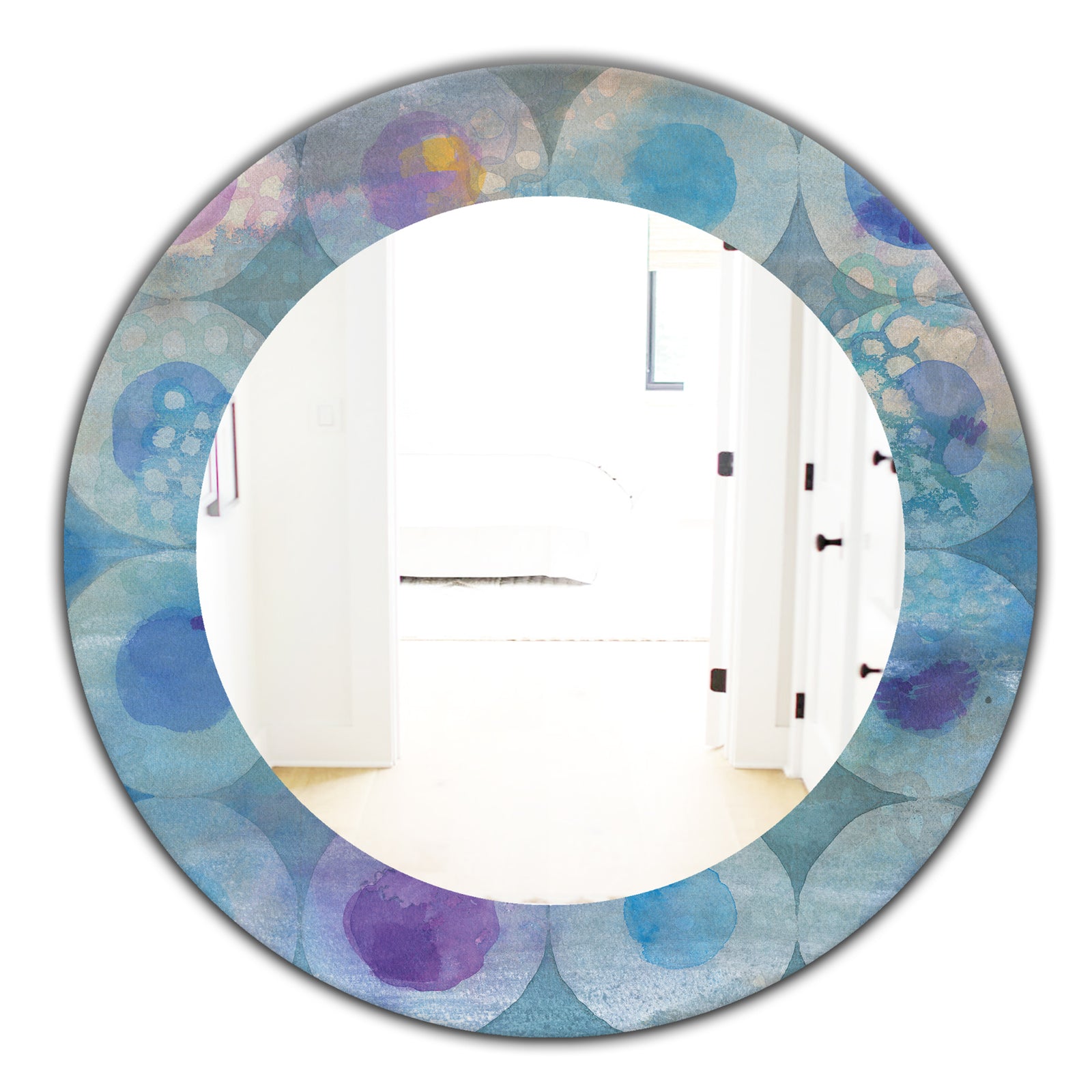 Watercolor Geometrical Circles II - Mid-Century Mirror - Oval or Round Wall Mirror