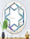 Watercolor Geometrical Circles II - Modern Round or Oval Wall Mirror - Hexagon Star