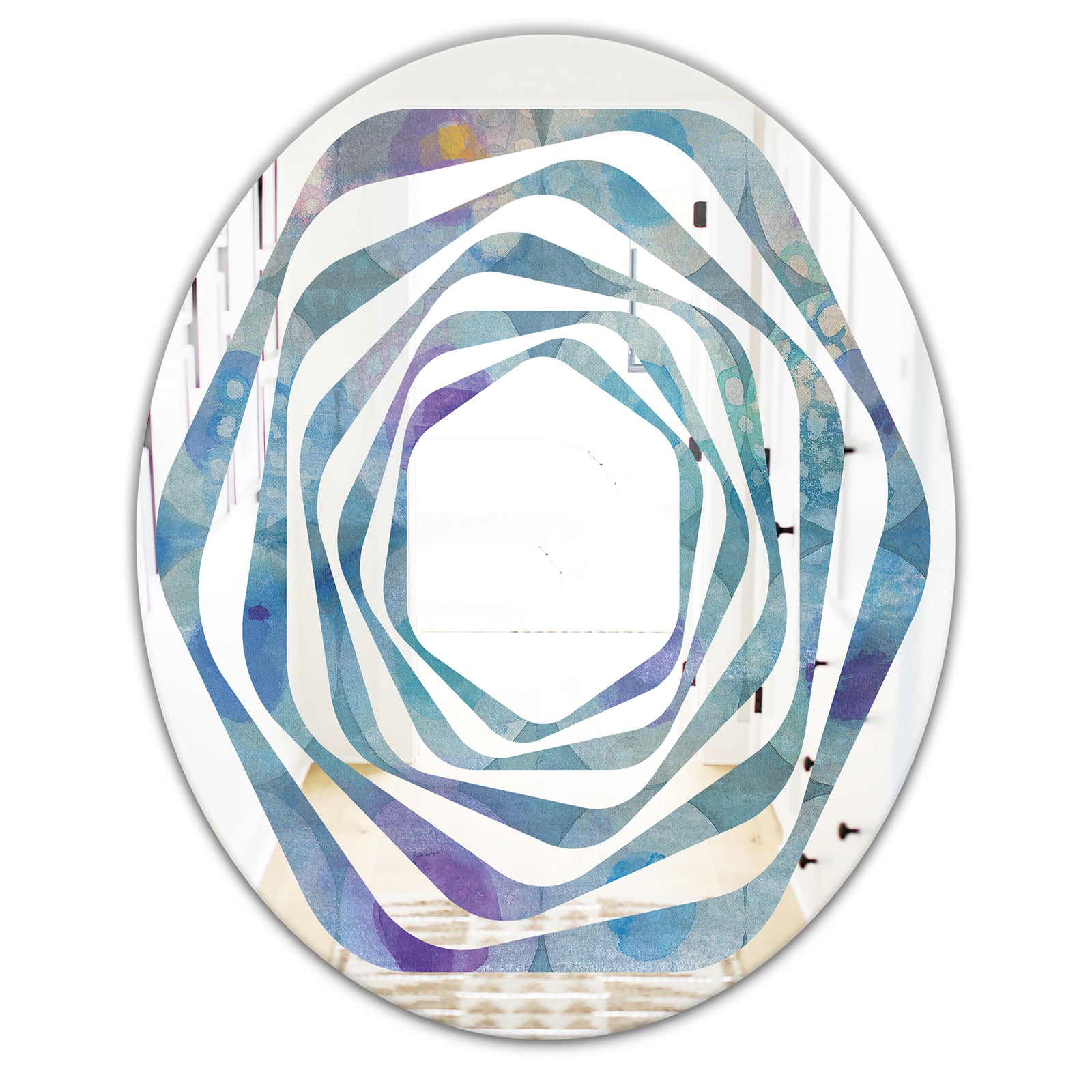 Watercolor Geometrical Circles II - Modern Round or Oval Wall Mirror - Whirl