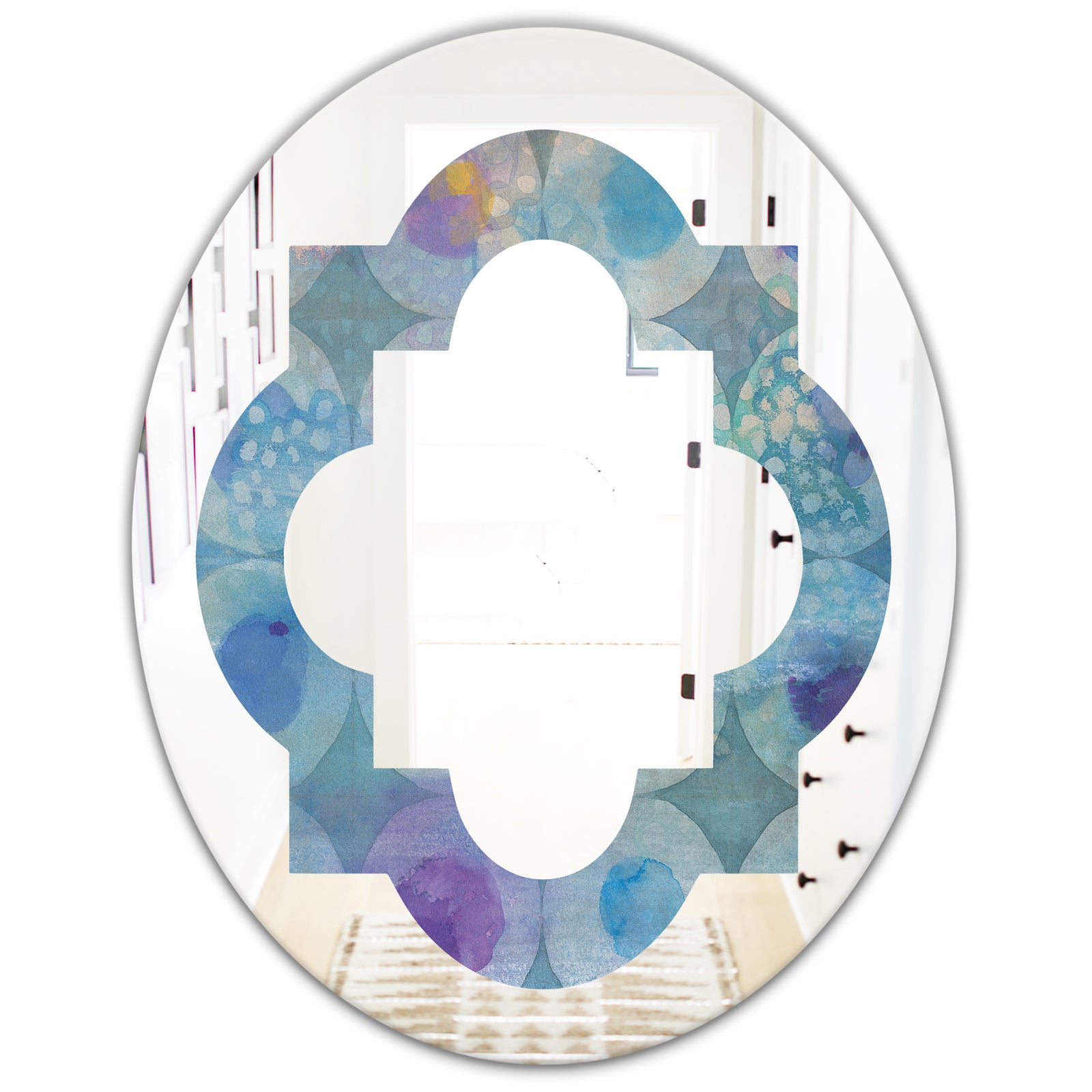 Watercolor Geometrical Circles II - Modern Round or Oval Wall Mirror - Quatrefoil