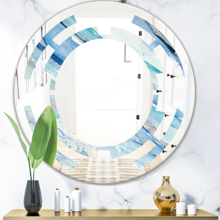 Blue Silver Spring I - Modern Round or Oval Wall Mirror - Space