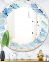 Blue Silver Spring I - Modern Round or Oval Wall Mirror - Leaves