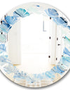 Blue Silver Spring I - Modern Round or Oval Wall Mirror - Leaves