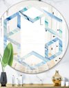 Blue Silver Spring I - Modern Round or Oval Wall Mirror - Hexagon Star