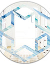 Blue Silver Spring I - Modern Round or Oval Wall Mirror - Hexagon Star