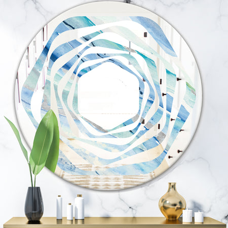 Blue Silver Spring I - Modern Round or Oval Wall Mirror - Whirl