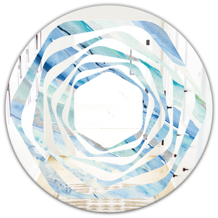 Blue Silver Spring I - Modern Round or Oval Wall Mirror - Whirl