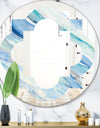 Blue Silver Spring I - Modern Round or Oval Wall Mirror - Quatrefoil