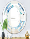 Blue Silver Spring I - Modern Round or Oval Wall Mirror - Space