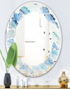 Blue Silver Spring I - Modern Round or Oval Wall Mirror - Leaves