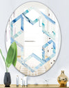 Blue Silver Spring I - Modern Round or Oval Wall Mirror - Hexagon Star