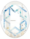 Blue Silver Spring I - Modern Round or Oval Wall Mirror - Hexagon Star