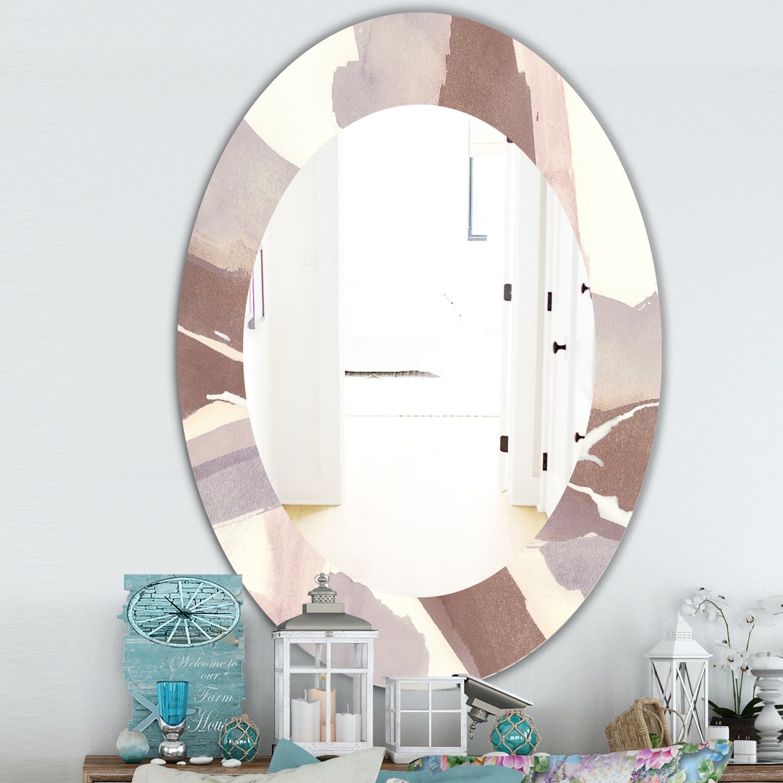 White and Placid I Blush - Traditional Mirror - Oval or Round Wall Mirror