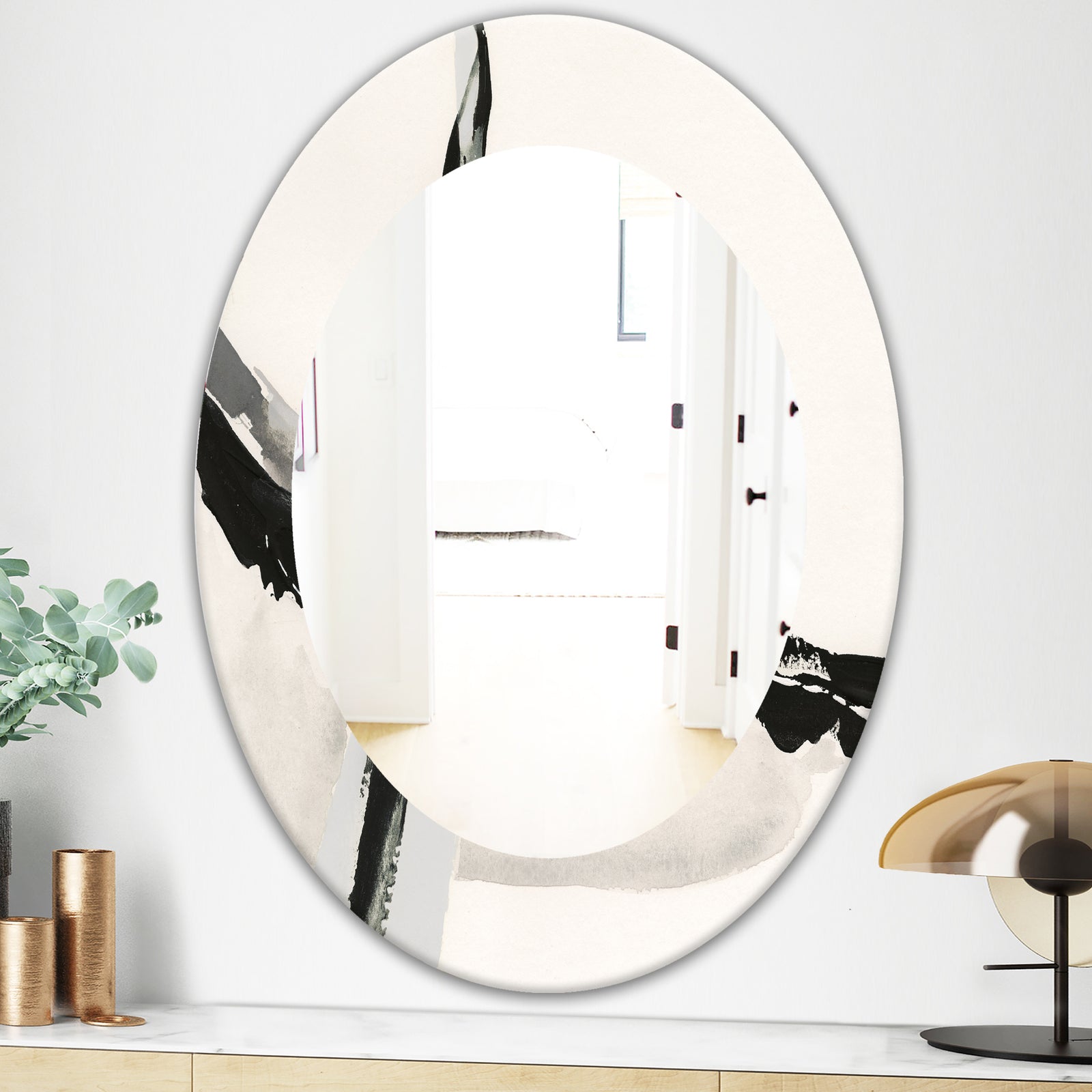 Abstract Neutral I - Modern Mirror - Oval or Round Wall Mirror