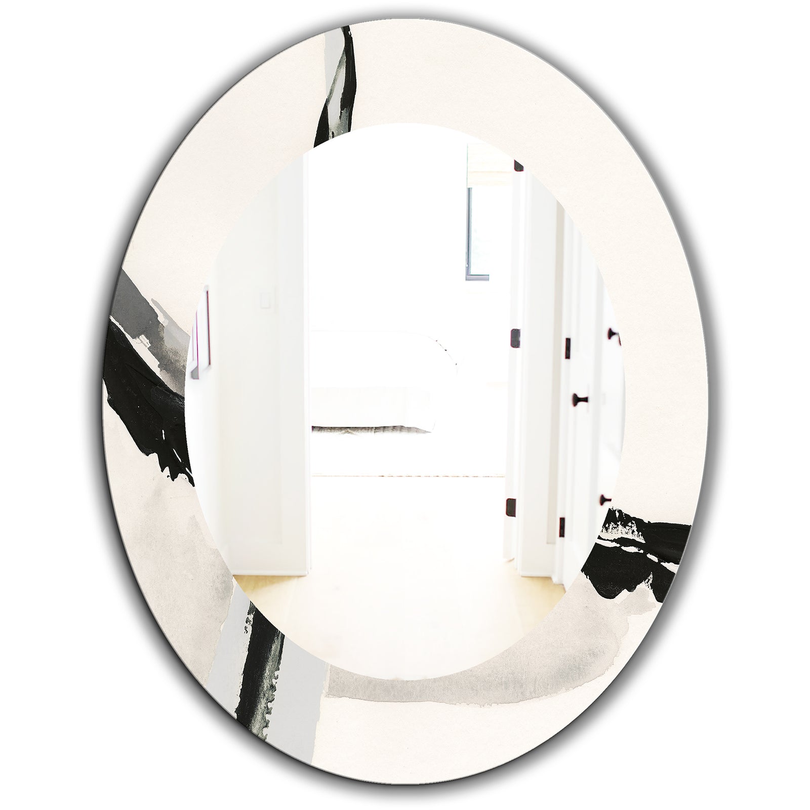 Abstract Neutral I - Modern Mirror - Oval or Round Wall Mirror