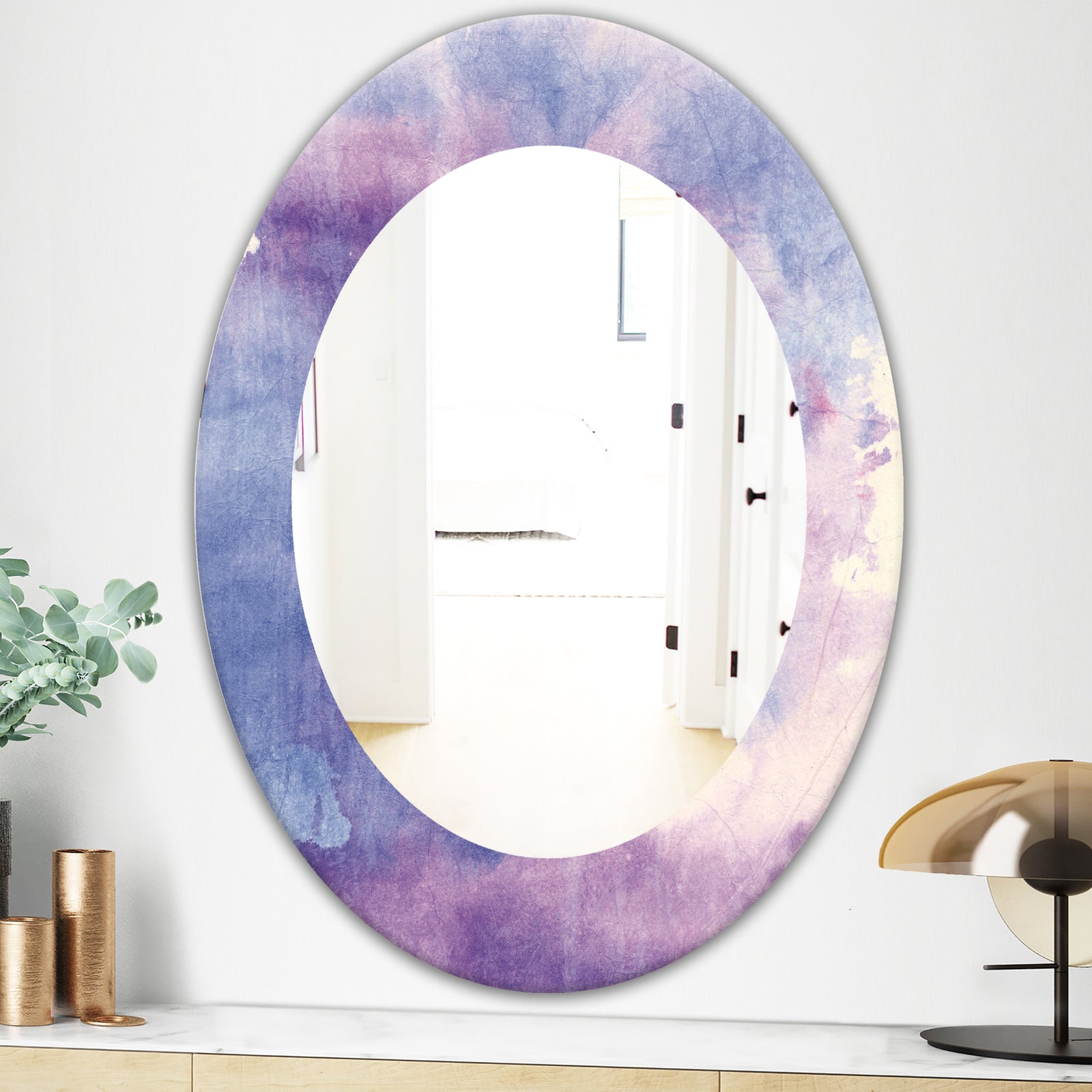 Watercolor Purple Haze II - Modern Mirror - Oval or Round Wall Mirror