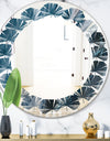 Splash Blue Indigo - Modern Round or Oval Wall Mirror - Leaves