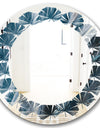 Splash Blue Indigo - Modern Round or Oval Wall Mirror - Leaves