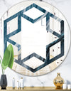 Splash Blue Indigo - Modern Round or Oval Wall Mirror - Hexagon Star