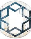 Splash Blue Indigo - Modern Round or Oval Wall Mirror - Hexagon Star