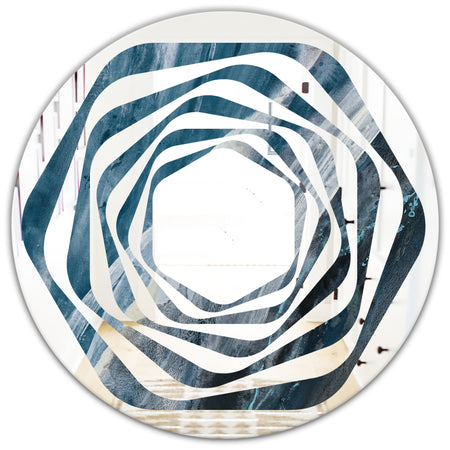 Splash Blue Indigo - Modern Round or Oval Wall Mirror - Whirl