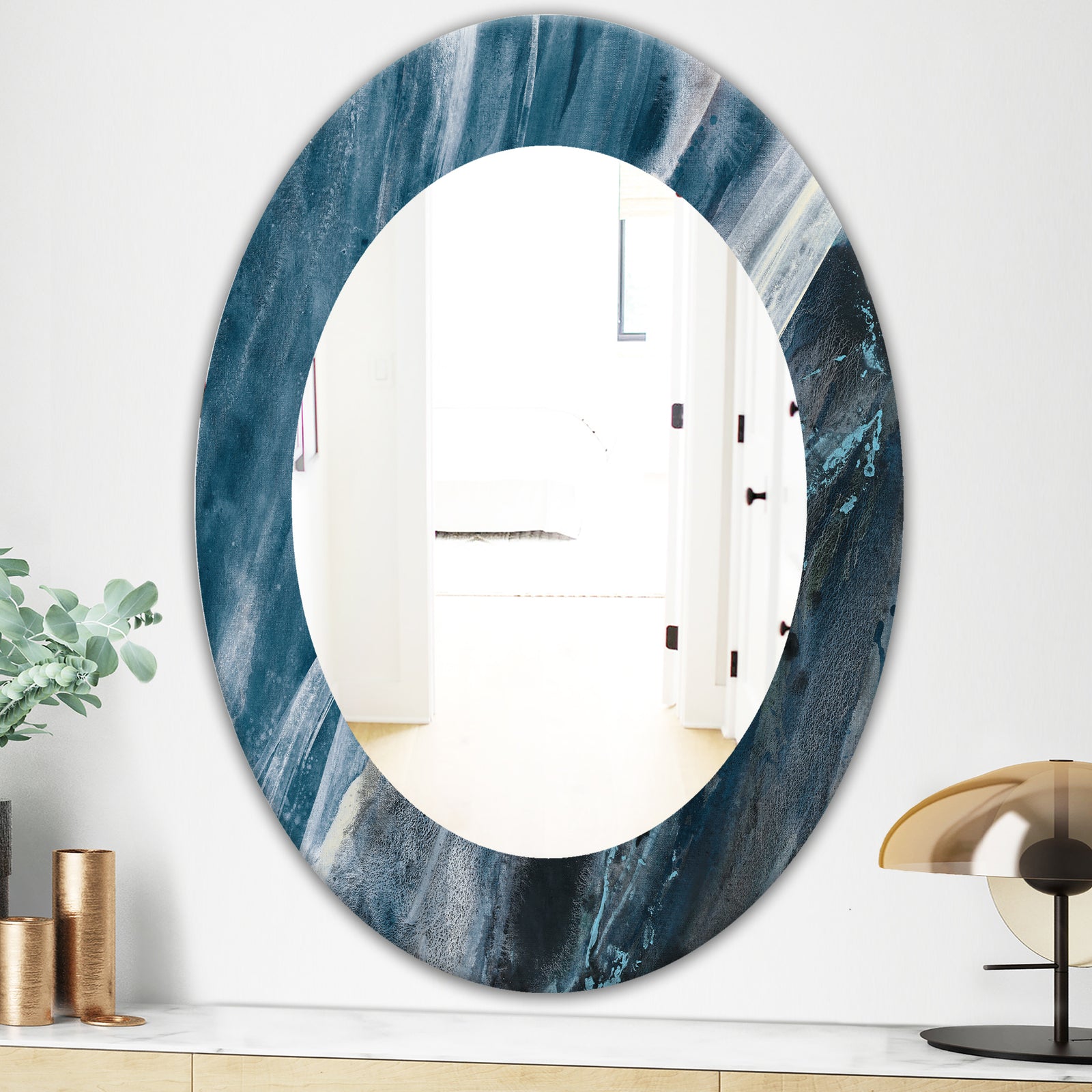 Porch & Den 'Splash Blue Indigo - Modern Mirror