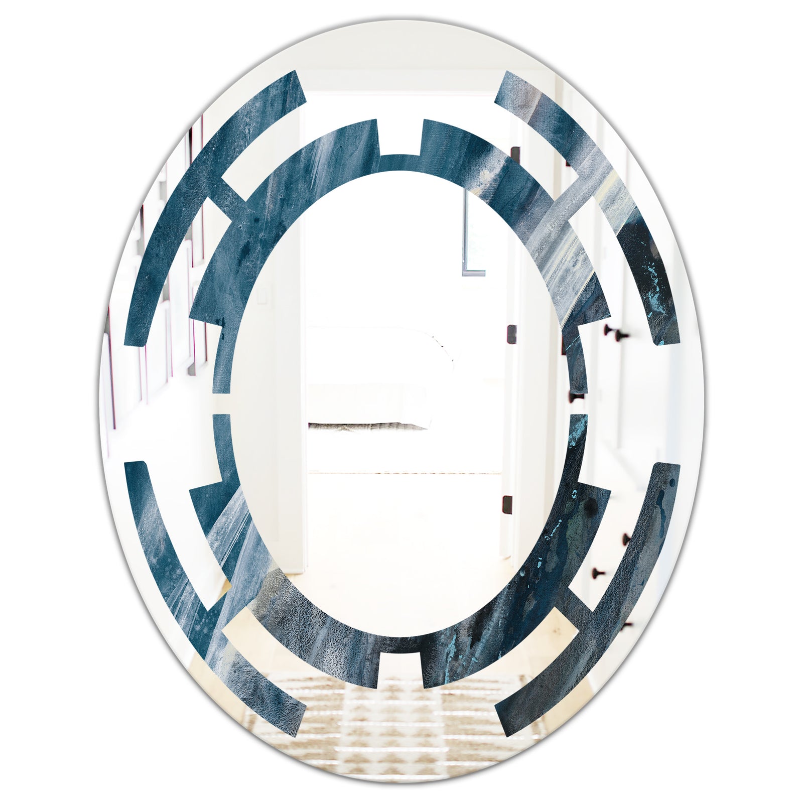Splash Blue Indigo - Modern Round or Oval Wall Mirror - Space