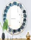 Splash Blue Indigo - Modern Round or Oval Wall Mirror - Leaves