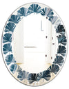 Splash Blue Indigo - Modern Round or Oval Wall Mirror - Leaves
