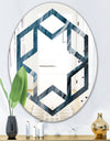Splash Blue Indigo - Modern Round or Oval Wall Mirror - Hexagon Star