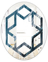 Splash Blue Indigo - Modern Round or Oval Wall Mirror - Hexagon Star