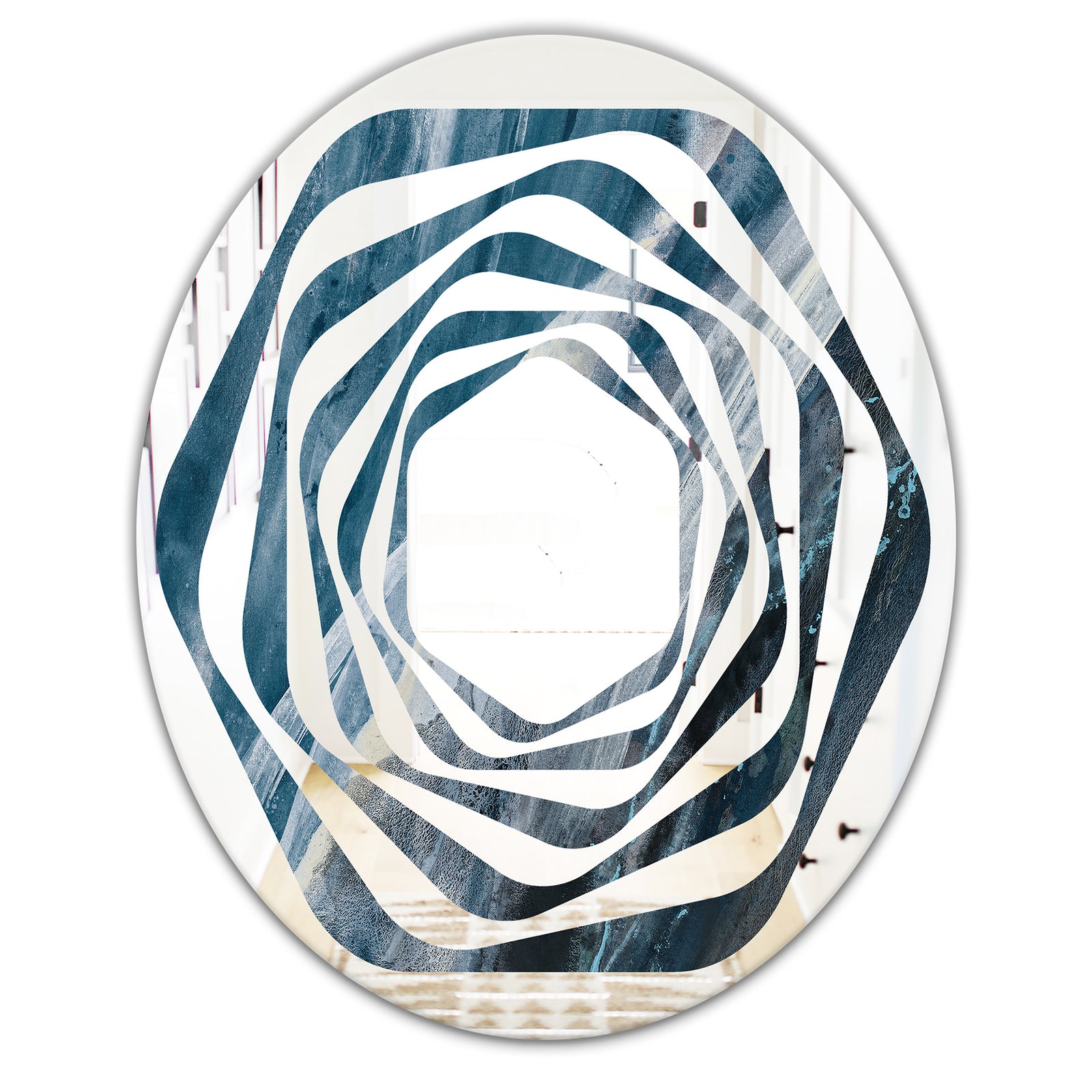 Splash Blue Indigo - Modern Round or Oval Wall Mirror - Whirl